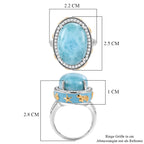 D'Joy Larimar, Weißer Zirkon Ring 925 Silber Rhodiniert und 750 Gelbgold Vermeil (Größe 18.00) ca. 14,73 ct