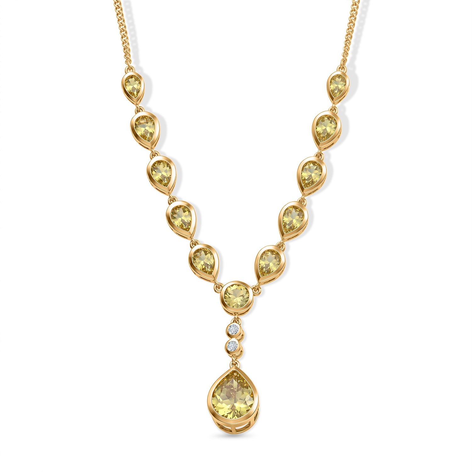 D'Joy AAA Ouro Verde-Quarz Halskette ca. 45 cm 925 Silber 750 Gelbgold vermeil ca. 11,08 ct.