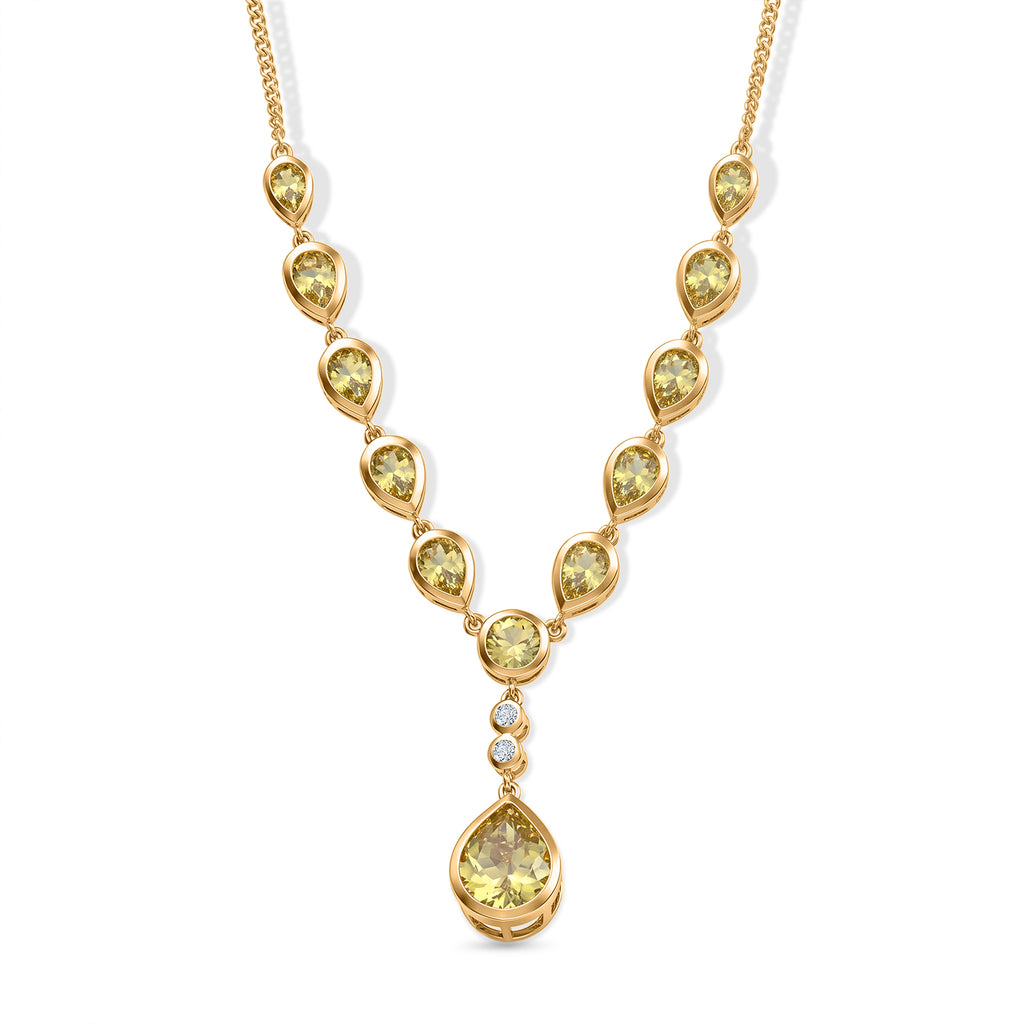 D'Joy AAA Ouro Verde-Quarz Halskette ca. 45 cm 925 Silber 750 Gelbgold vermeil ca. 11,08 ct.