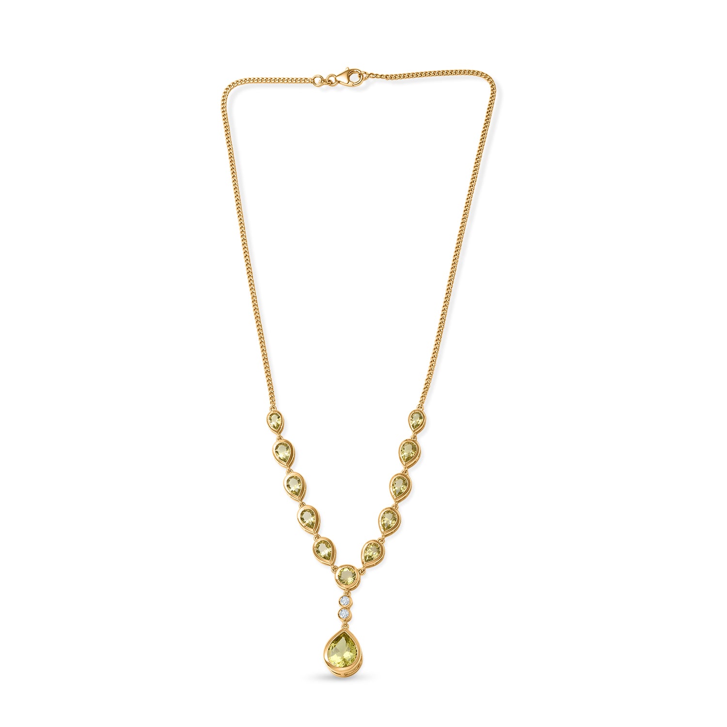 D'Joy AAA Ouro Verde-Quarz Halskette ca. 45 cm 925 Silber 750 Gelbgold vermeil ca. 11,08 ct.