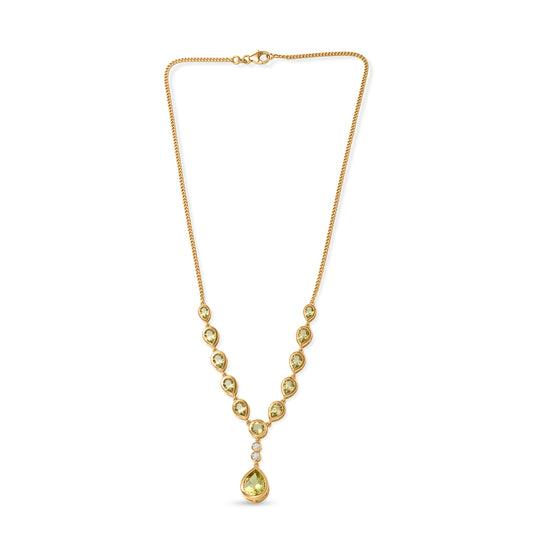 D'Joy AAA Ouro Verde-Quarz Halskette ca. 45 cm 925 Silber 750 Gelbgold vermeil ca. 11,08 ct.