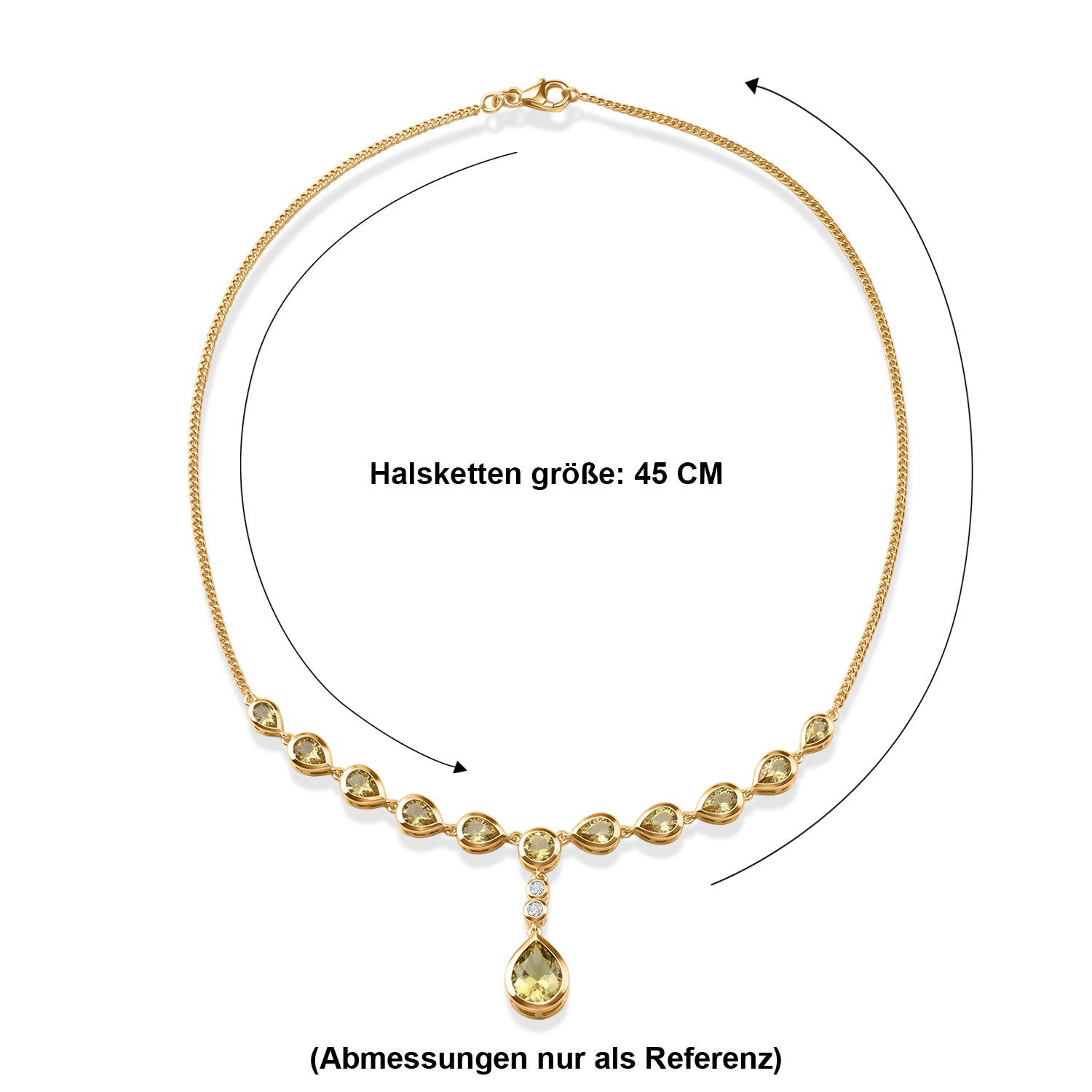 D'Joy AAA Ouro Verde-Quarz Halskette ca. 45 cm 925 Silber 750 Gelbgold vermeil ca. 11,08 ct.