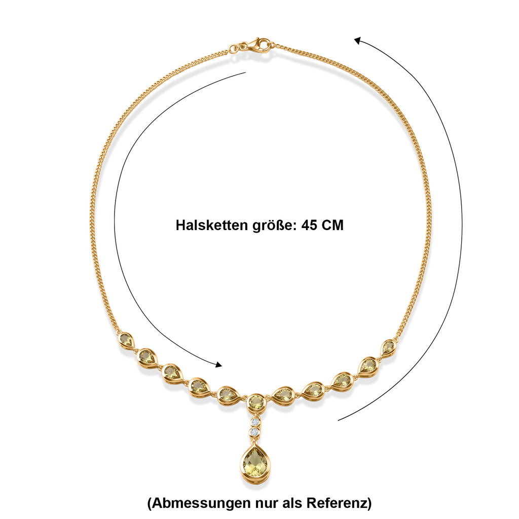 D'Joy AAA Ouro Verde-Quarz Halskette ca. 45 cm 925 Silber 750 Gelbgold vermeil ca. 11,08 ct.