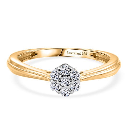 LUXURIANT DIAMOND - Lab Grown Diamant SI-GH Ring 925 Silber Rhodiniert und 750 Gelbgold Vermeil (Größe 21.00) ca. 0,20 ct