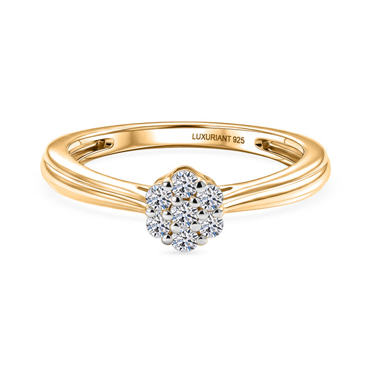 LUXURIANT DIAMOND - Lab Grown Diamant SI-GH Ring 925 Silber 750 Gelbgold vermeil (Größe 17.00) ca. 0,20 ct