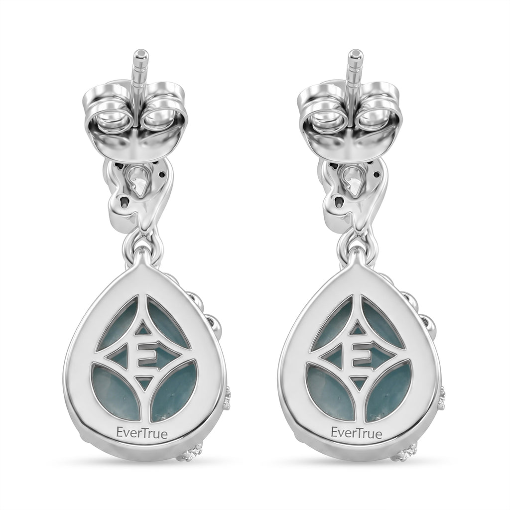 EVER TRUE Larimar, Weißer Zirkon Ohrringe Nickelfreies Messing ca. 6,70 ct.