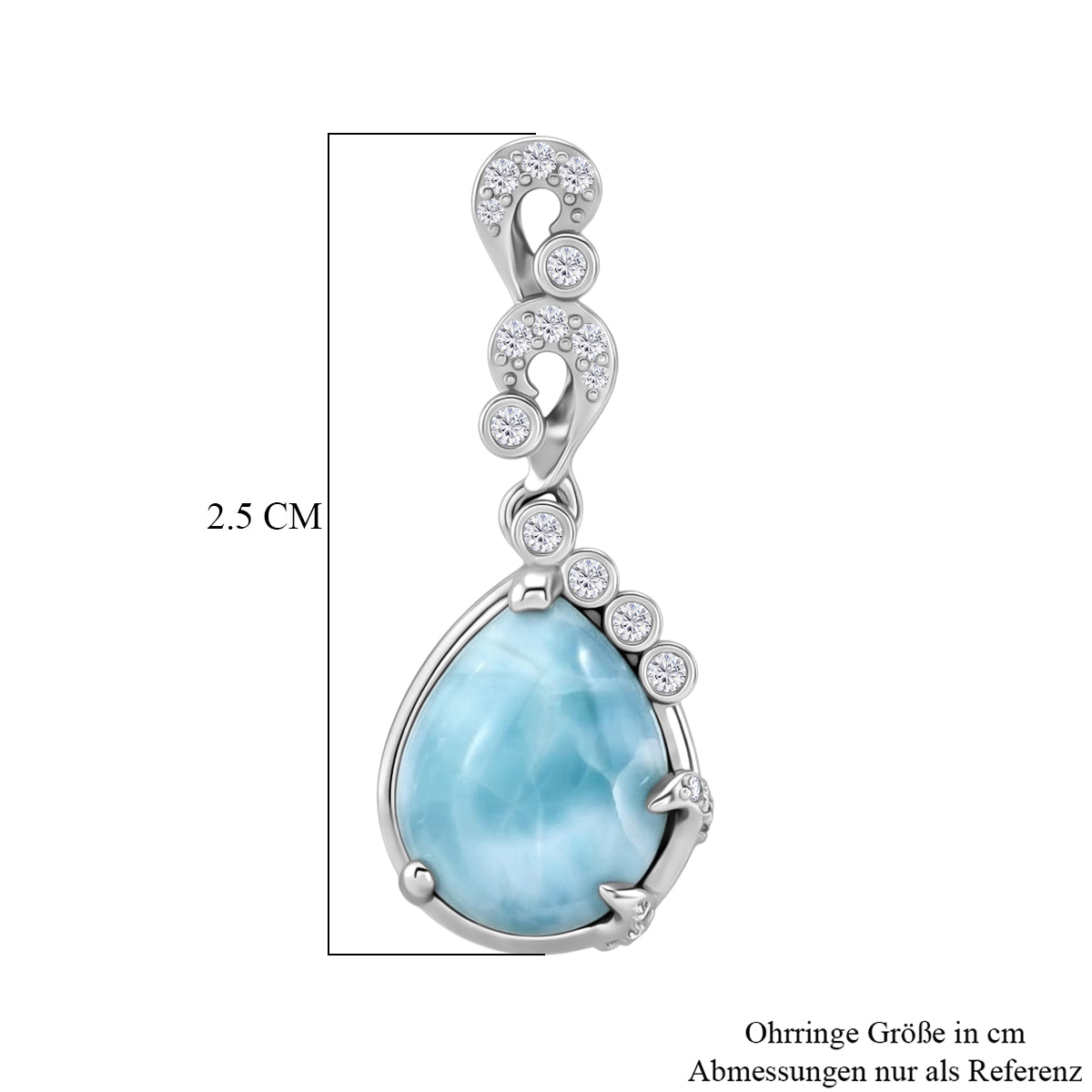 EVER TRUE Larimar, Weißer Zirkon Ohrringe Nickelfreies Messing ca. 6,70 ct.
