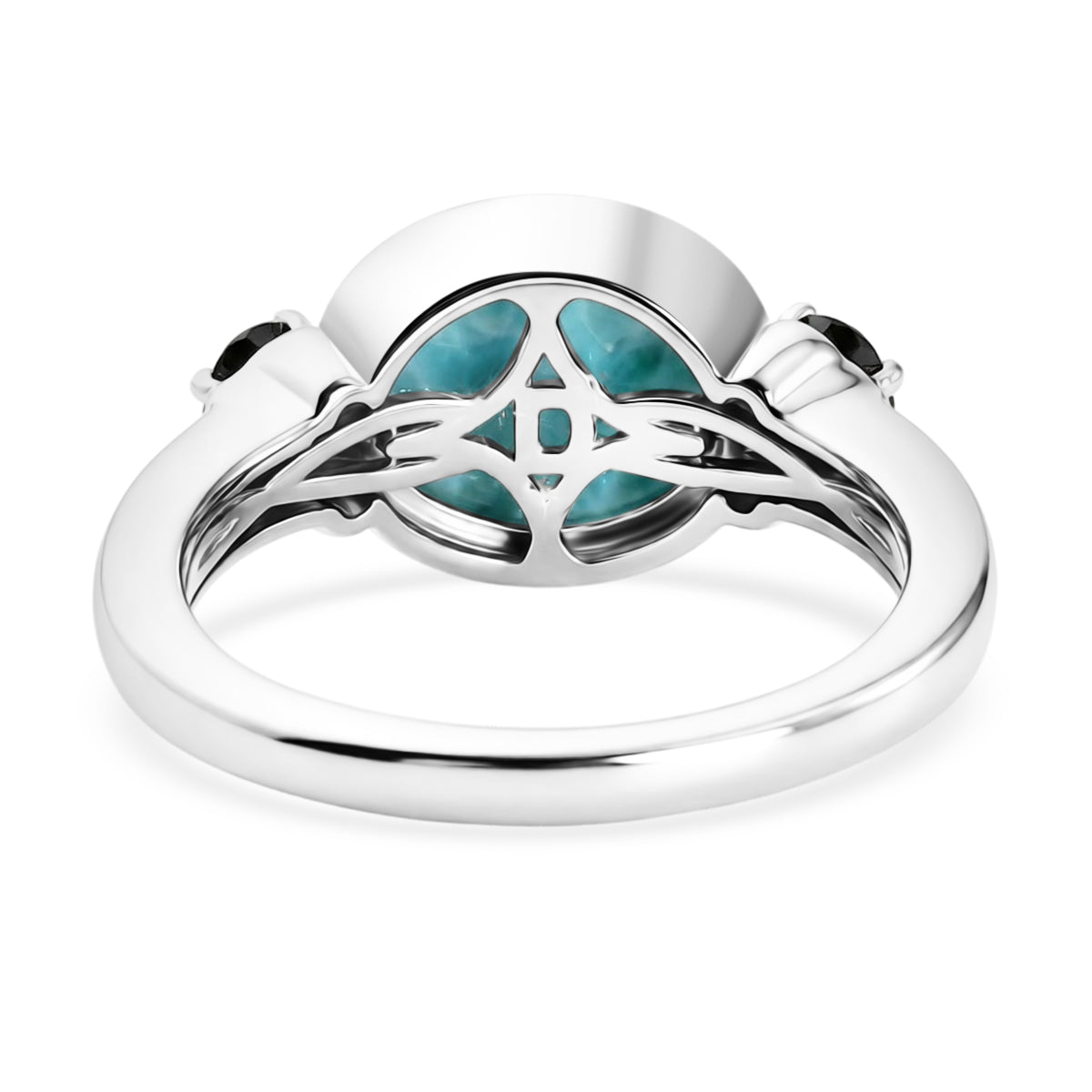 D'Joy Larimar, Blauer Saphir Ring 925 Silber Platiniert (Größe 16.00) ca. 3,31 ct