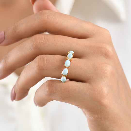 D'Joy Larimar Ring 925 Silber 750 Vergoldet (Größe 17.00) ca. 2,61 ct