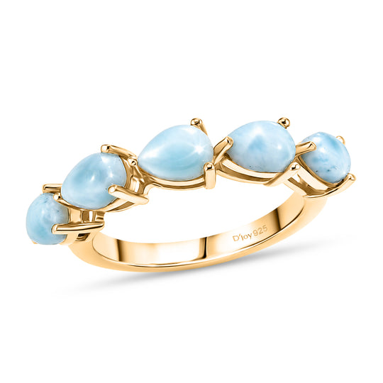 D'Joy Larimar Ring 925 Silber 750 Vergoldet (Größe 17.00) ca. 2,61 ct