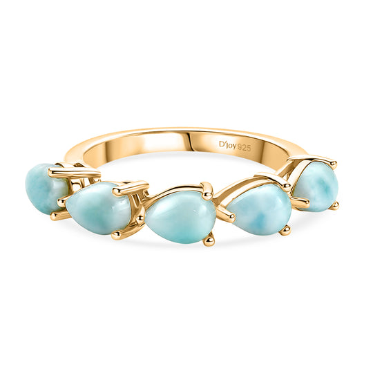 D'Joy Larimar Ring 925 Silber 750 Vergoldet (Größe 17.00) ca. 2,61 ct