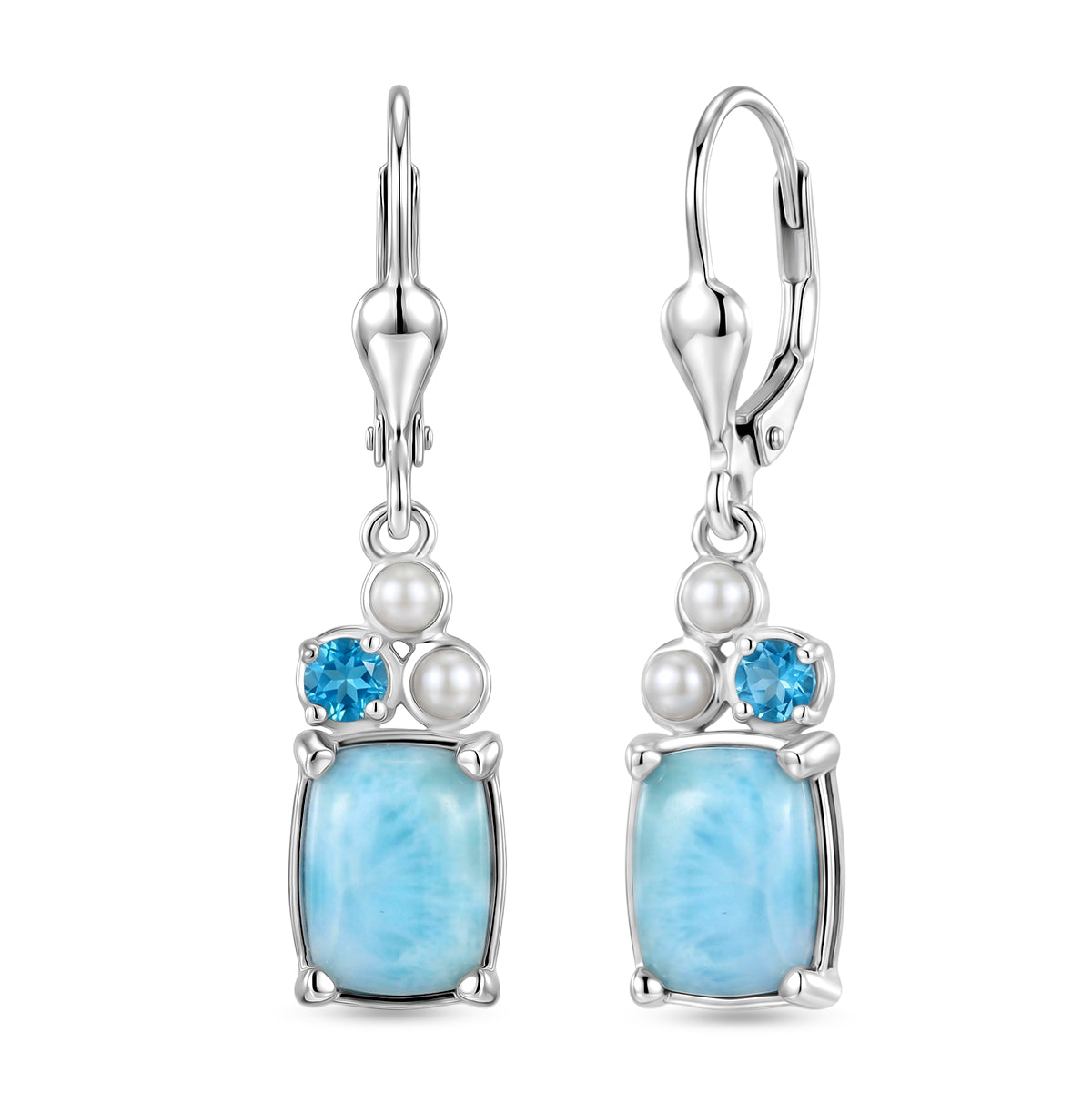 D'Joy AA Larimar, Neon Apatit Ohrringe 925 Silber Rhodiniert 4.64 ct