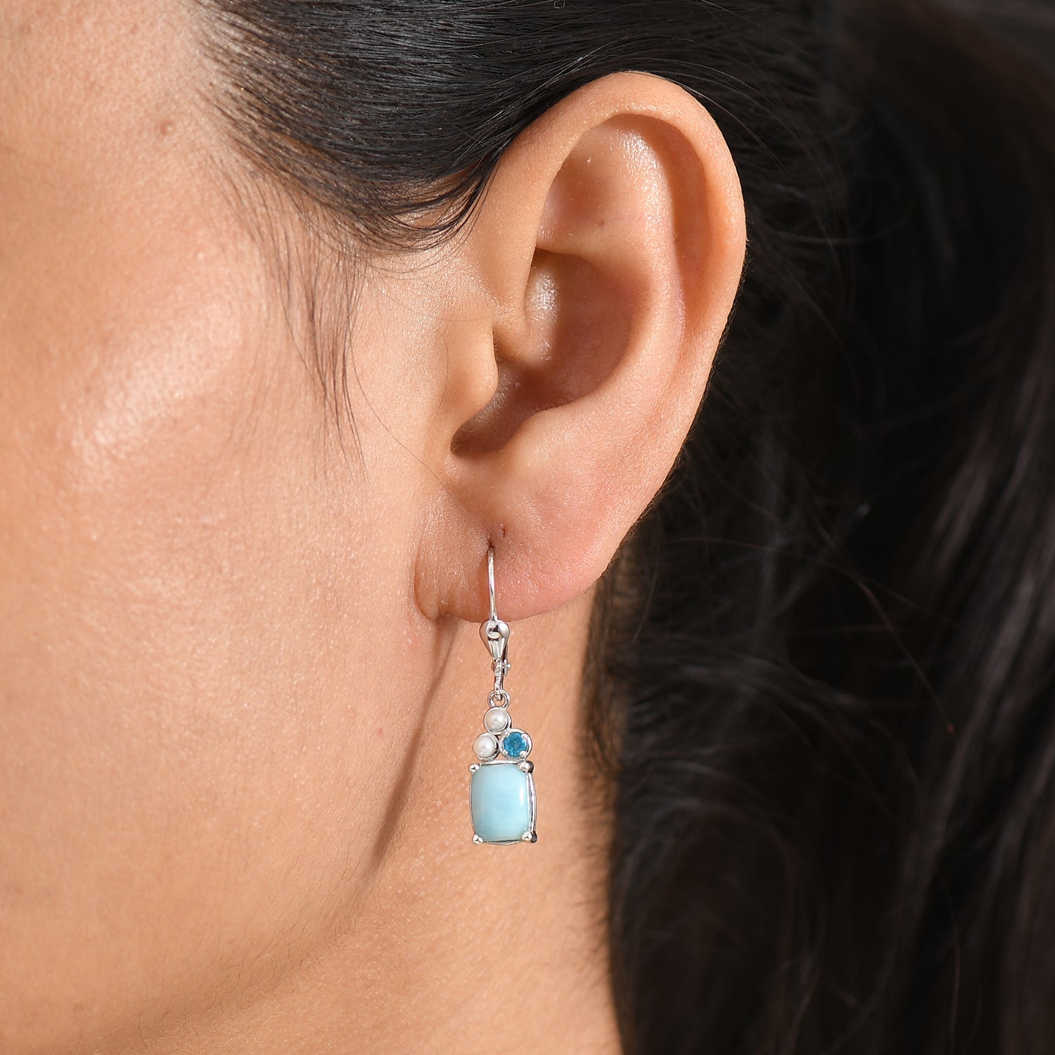 D'Joy AA Larimar, Neon Apatit Ohrringe 925 Silber Rhodiniert 4.64 ct