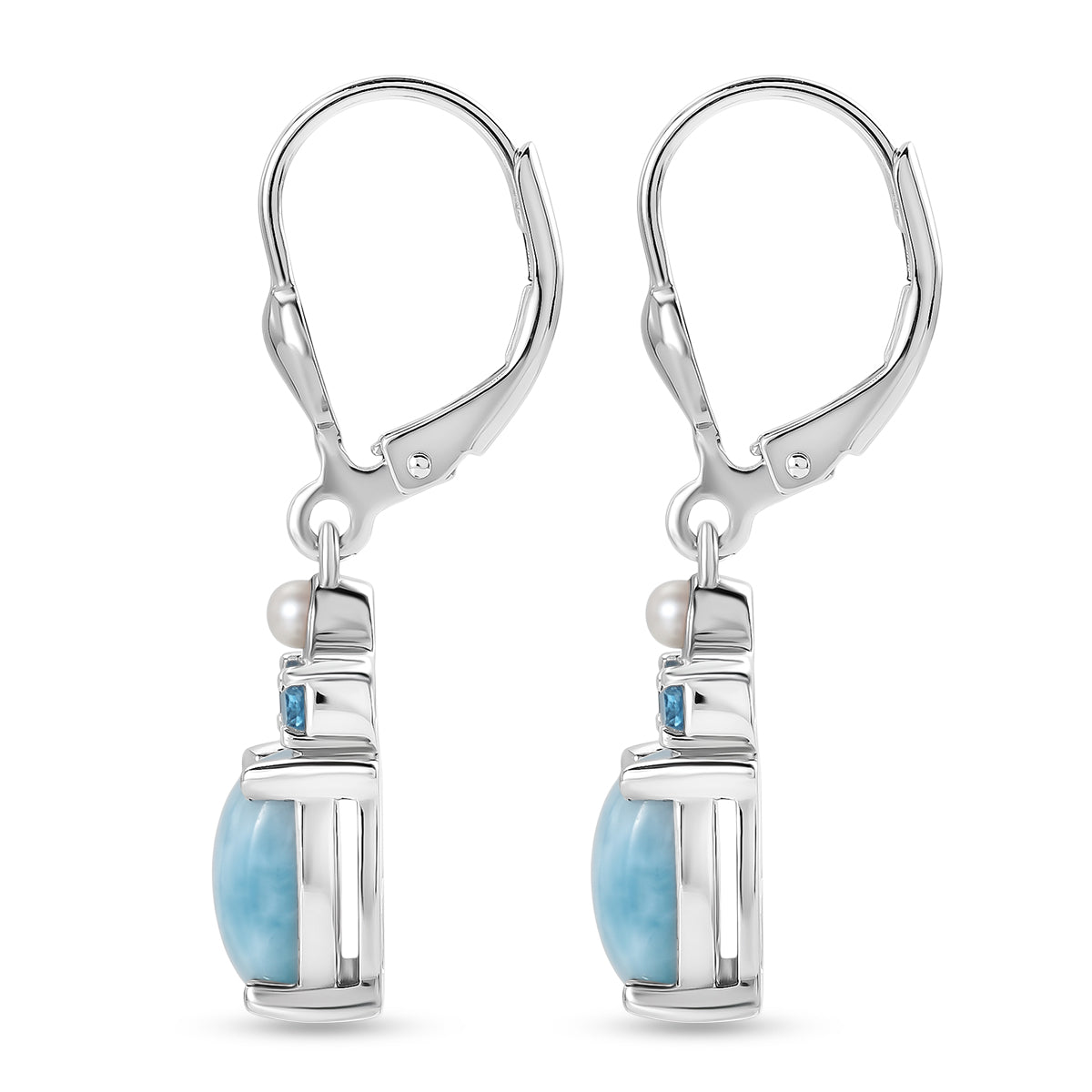 D'Joy AA Larimar, Neon Apatit Ohrringe 925 Silber Rhodiniert 4.64 ct