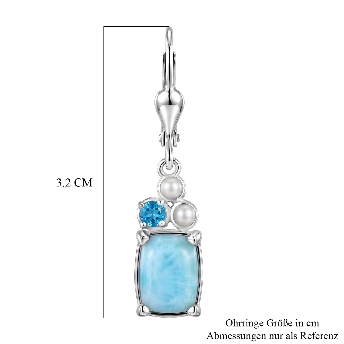 D'Joy AA Larimar, Neon Apatit Ohrringe 925 Silber Rhodiniert 4.64 ct
