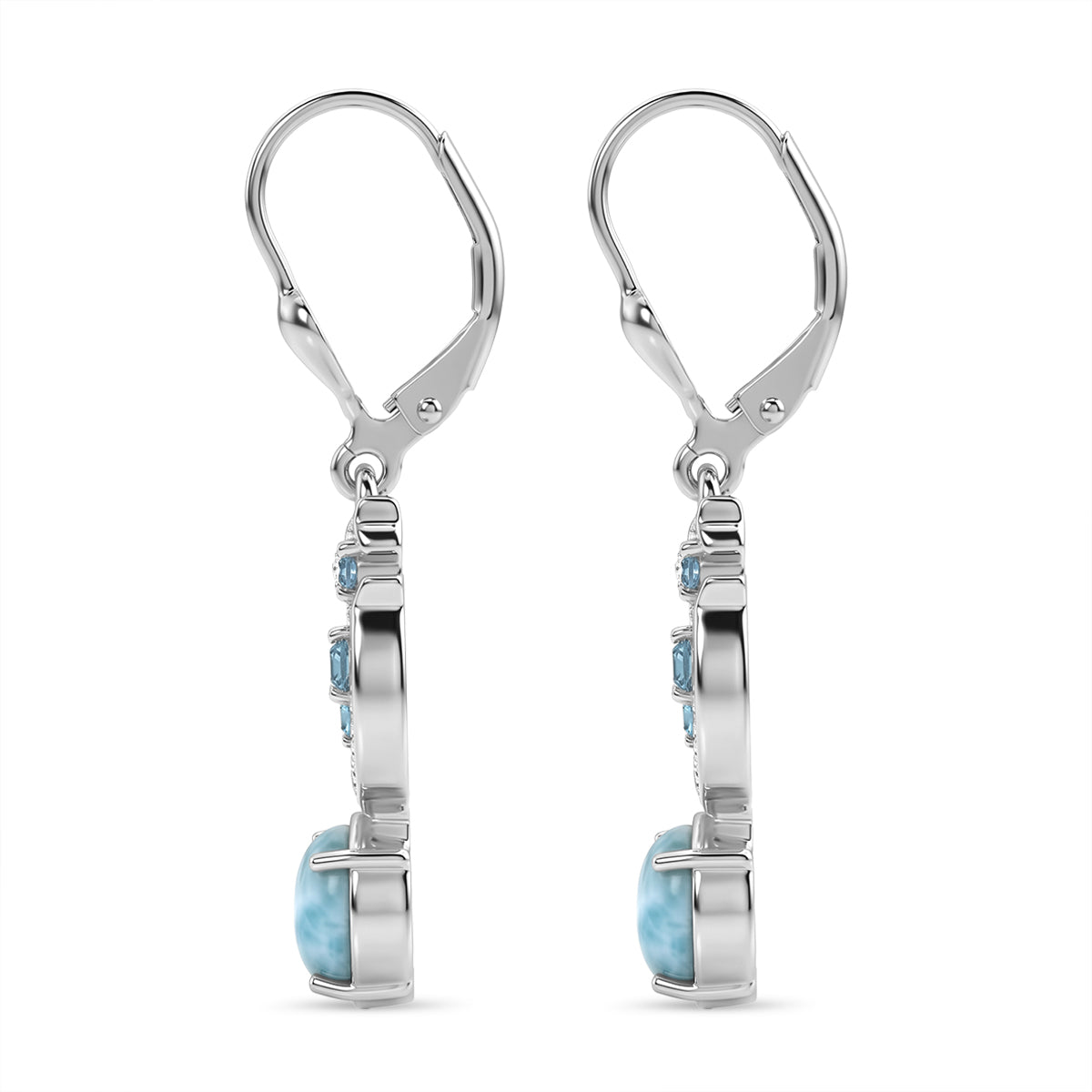 D'Joy Larimar, Himmelblauer Topas Ohrringe 925 Silber Rhodiniert ca. 2.34 ct