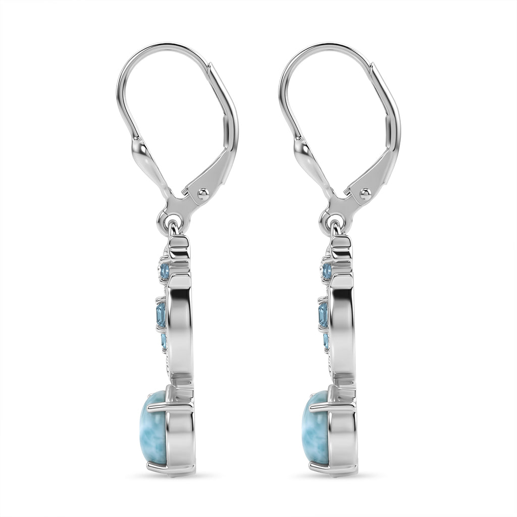 D'Joy Larimar, Himmelblauer Topas Ohrringe 925 Silber Rhodiniert ca. 2.34 ct