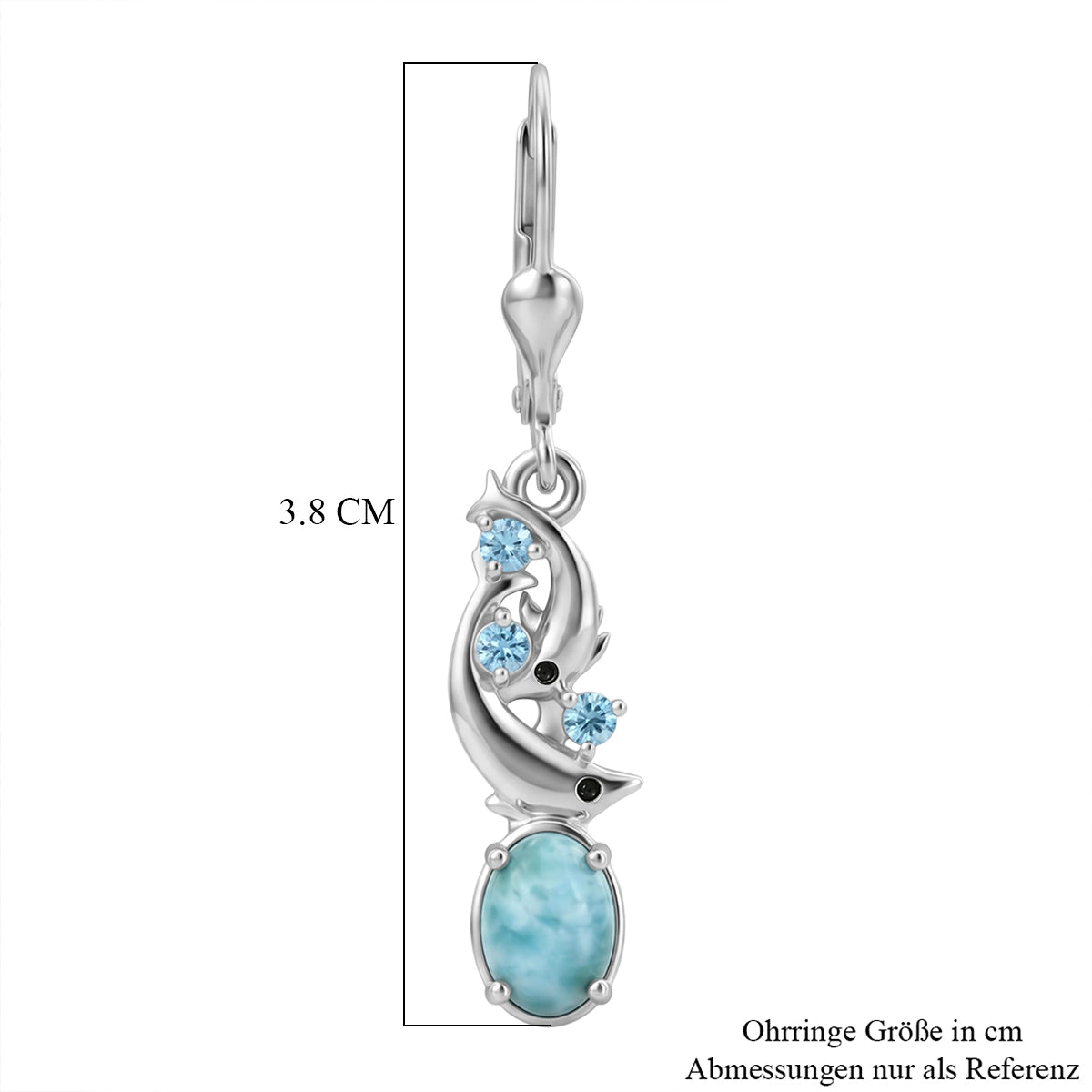 D'Joy Larimar, Himmelblauer Topas Ohrringe 925 Silber Rhodiniert ca. 2.34 ct