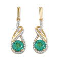 D'Joy Smaragd-Quarz Triplette, Weißer Zirkon Ohrringe 925 Silber 750 Gelbgold vermeil ca. 3,74 ct.