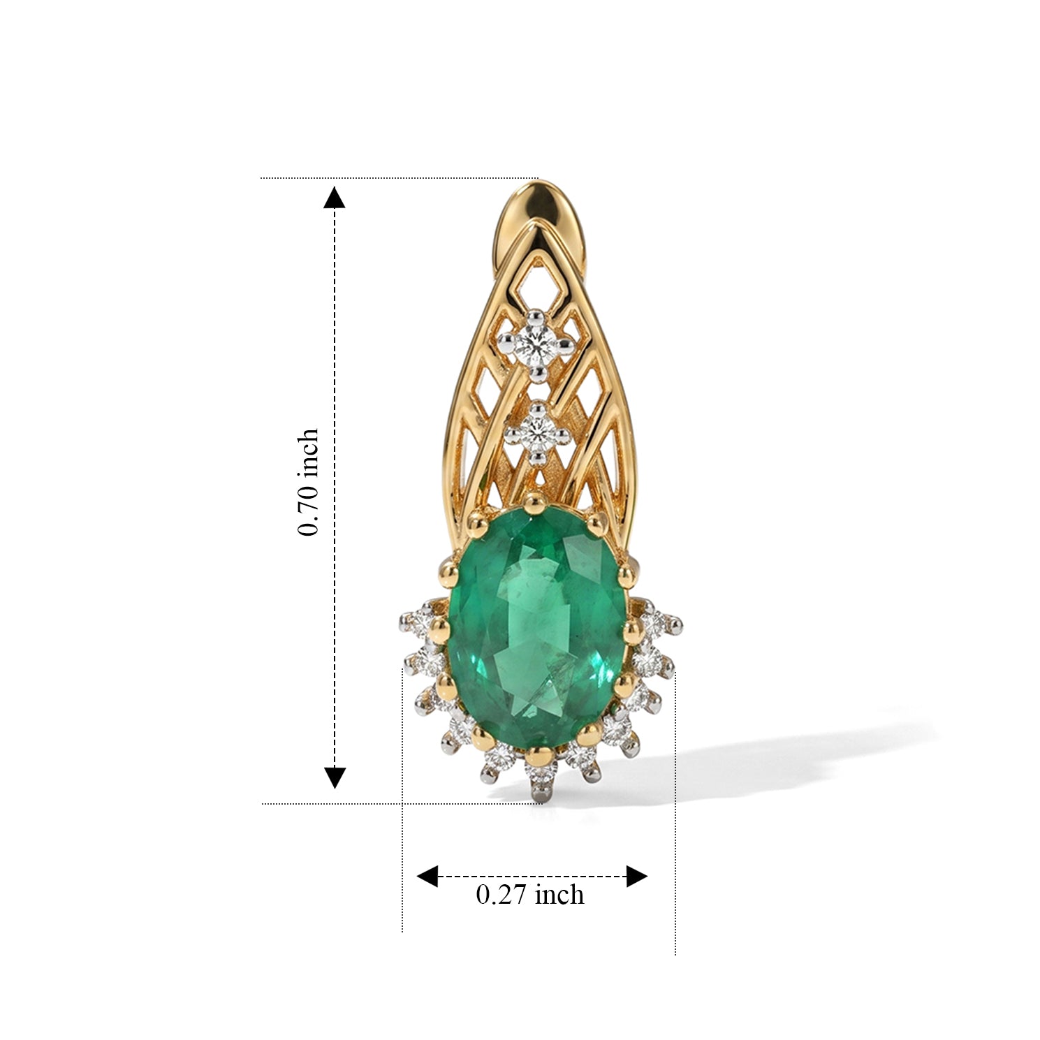 D'Joy Smaragd-Quarz Triplette, Weißer Zirkon Ohrringe 925 Silber Gold ca. 2,23 ct.