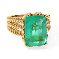 EVER TRUE Smaragd-Quarz Triplette, Weißer Zirkon Ring Nickelfreies Messing (Größe 17.00) ca. 8,09 ct