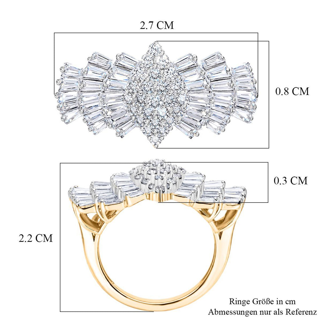 LUXURIANT DIAMOND - Lab Grown Diamant SI-GH Ring 925 Silber 750 Gelbgold Vermeil (Größe 19.00) ca. 2.00 ct