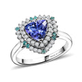 D'Joy AA Tansanit, Moissanit Ring 925 Silber Rhodiniert (Größe 20.00) ca. 2,51 ct