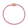 D'Joy Ilakaka Rosa Saphir (Fissure gefüllt), Weißer Diamant Armband ca. 19 cm 925 Silber 750 Roségold vermeil ca. 7,59 ct.