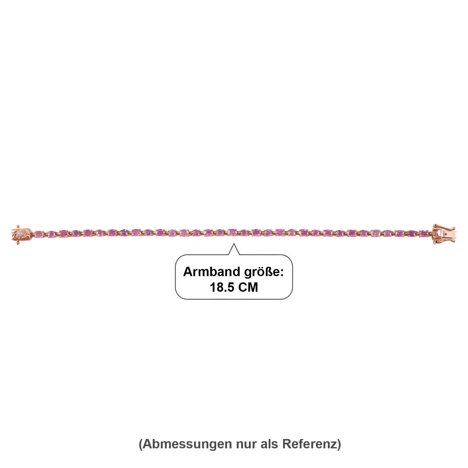 D'Joy Ilakaka Rosa Saphir (Fissure gefüllt), Weißer Diamant Armband ca. 19 cm 925 Silber 750 Roségold vermeil ca. 7,59 ct.