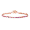 D'Joy Ilakaka Rosa Saphir (Fissure gefüllt) Armband ca. 20 cm 925 Silber 750 Roségold vermeil ca. 7,59 ct.