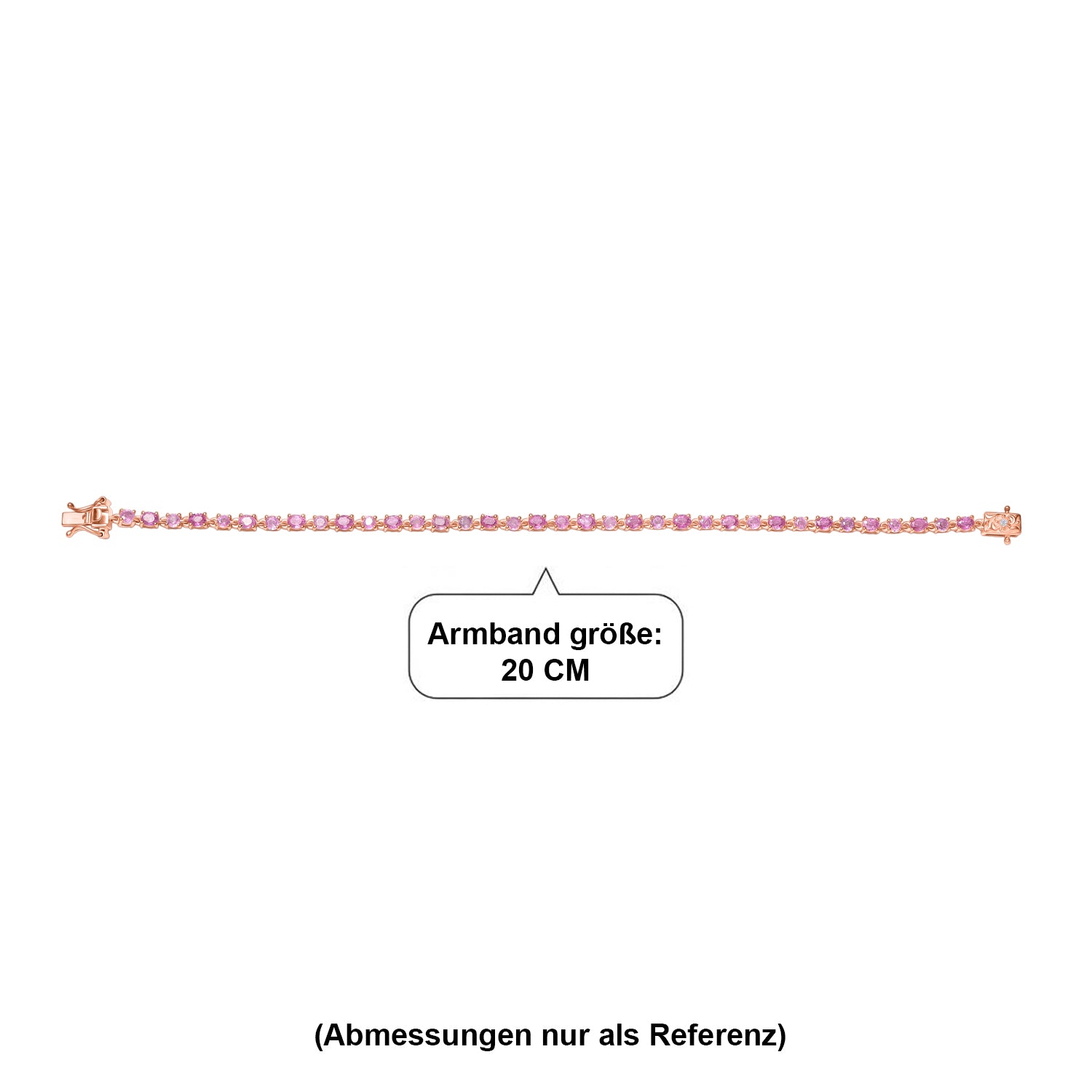 D'Joy Ilakaka Rosa Saphir (Fissure gefüllt) Armband ca. 20 cm 925 Silber 750 Roségold vermeil ca. 7,59 ct.