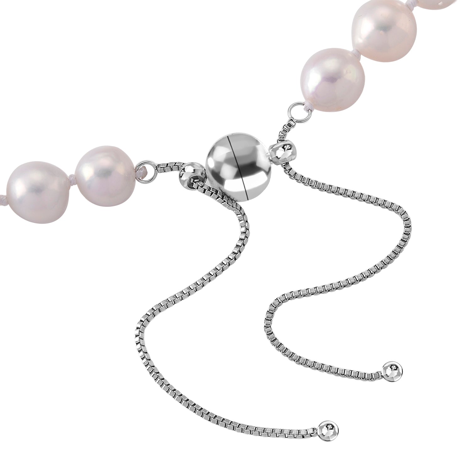 ONE TIME CLOSE OUT DEAL - Weiße Edison Perle (9-10 mm) Halskette ca. Flexibles cm 316L Edelstahl