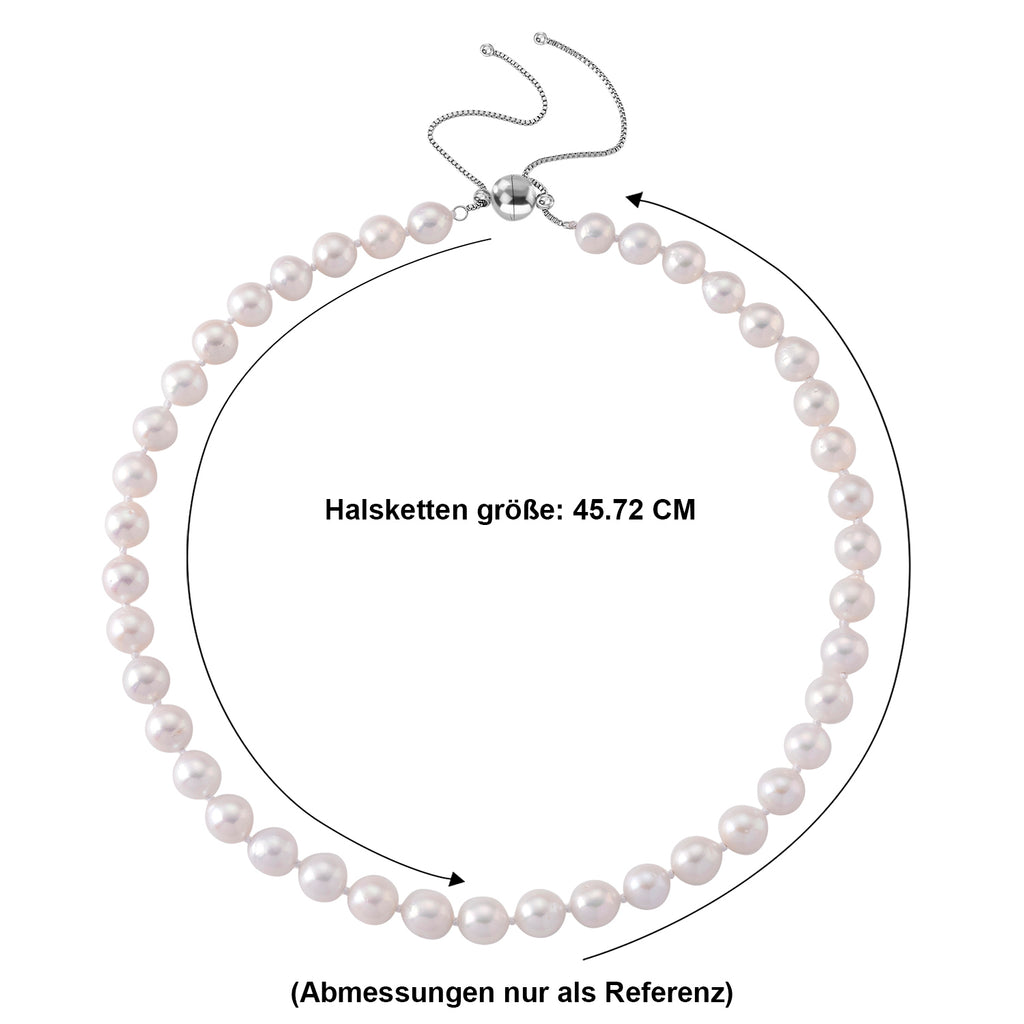 ONE TIME CLOSE OUT DEAL - Weiße Edison Perle (9-10 mm) Halskette ca. Flexibles cm 316L Edelstahl