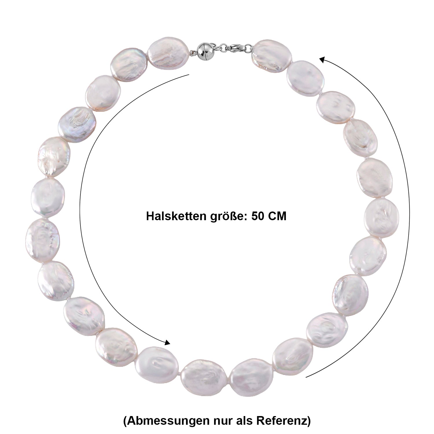 Weiße Keshi Perle Halskette ca. Flexibles cm 316L Edelstahl