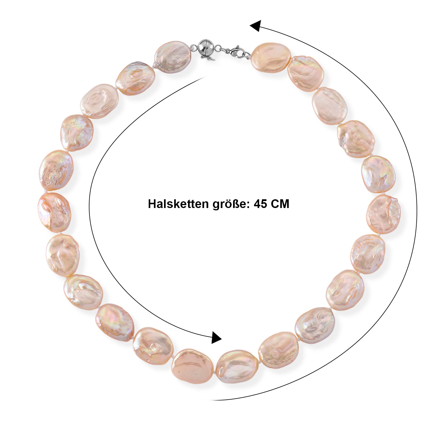 Mehrfarbige Keshi Perle Halskette ca. Flexibles cm 316L Edelstahl