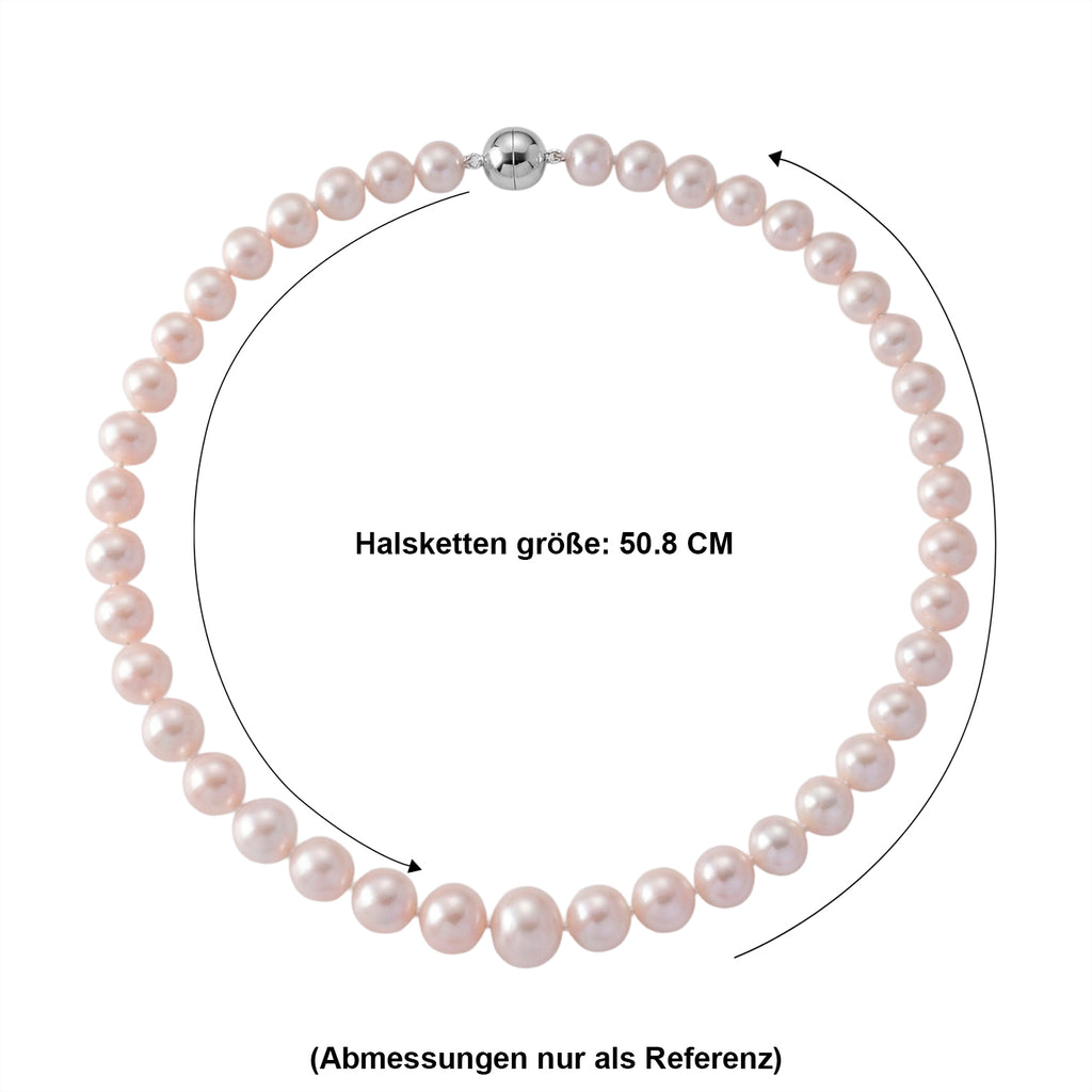 D'Joy AAA Weiße Edison Perle (11-13 mm) Halskette ca. 50 cm 925 Silber Rhodiniert
