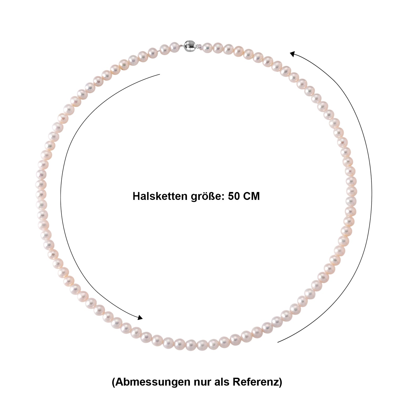 D'Joy AAA Zhuji Akoya-Perle (5.5-6 mm) Halskette ca. 50 cm  925 Silber Rhodiniert