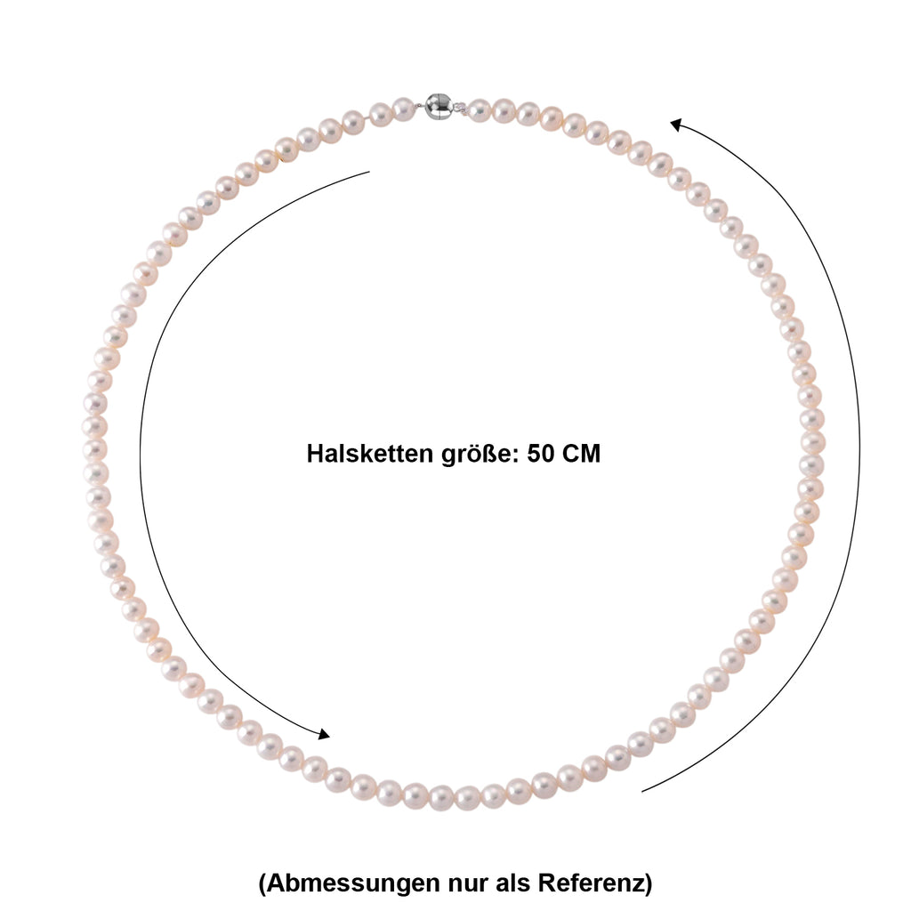 D'Joy AAA Zhuji Akoya-Perle (5.5-6 mm) Halskette ca. 50 cm  925 Silber Rhodiniert