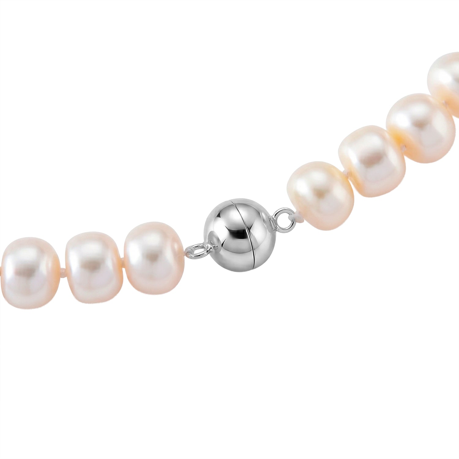 D'Joy Weiße Süßwasser Perle (10-11 mm) Halskette ca. 50 cm 316L Edelstahl Rhodiniert