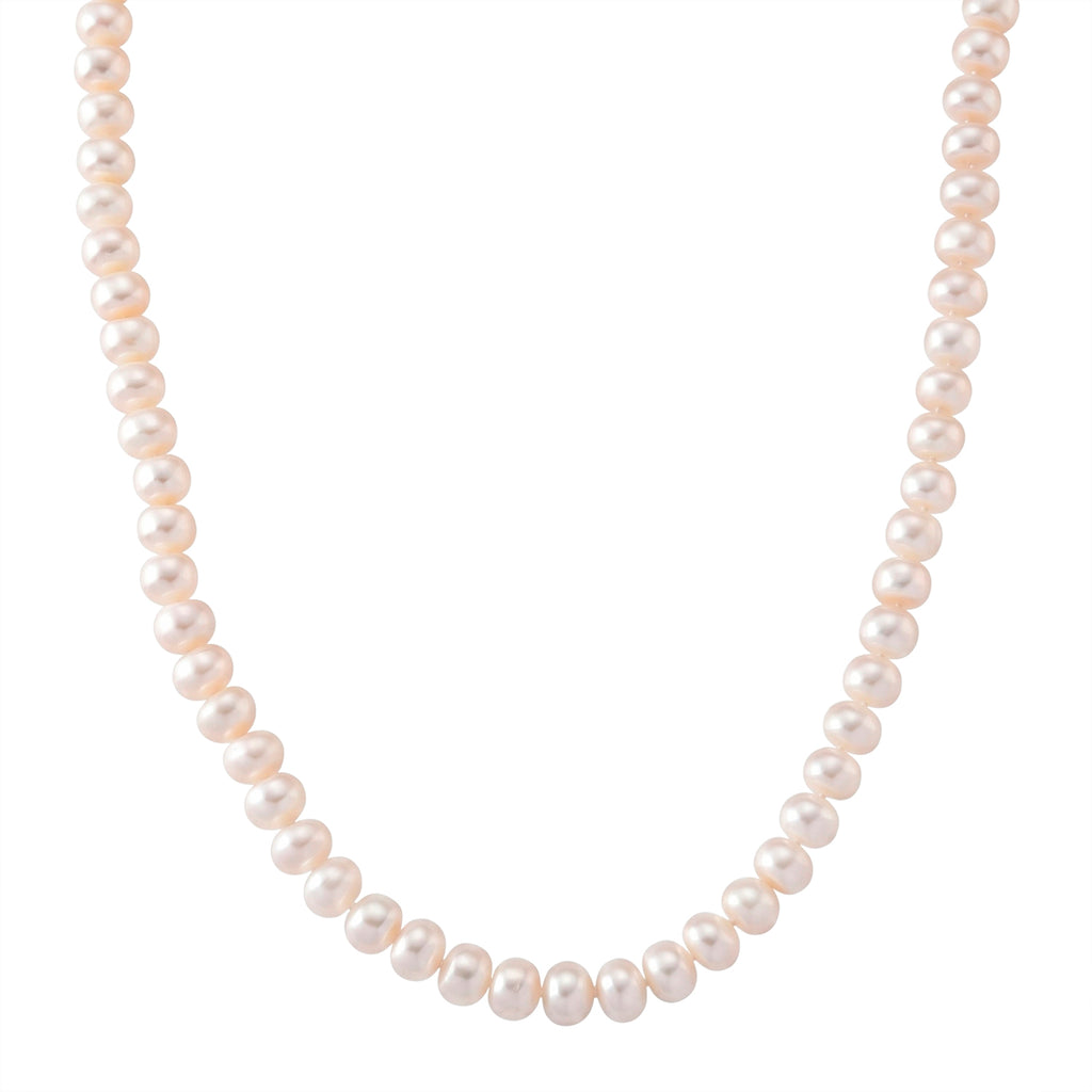 D'Joy Weiße Süßwasser Perle (10-11 mm) Halskette ca. 50 cm 316L Edelstahl Rhodiniert