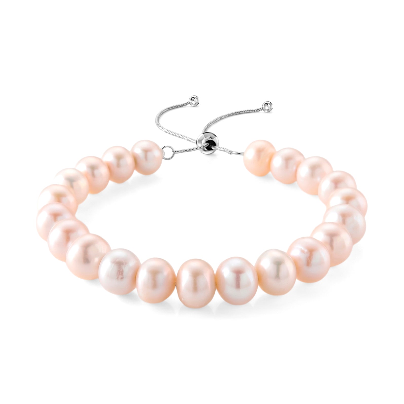 Weiße Edison Perle (9-11 mm) Armband ca. Flexibles cm 316L Edelstahl