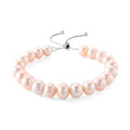 Weiße Edison Perle (9-11 mm) Armband ca. Flexibles cm 316L Edelstahl