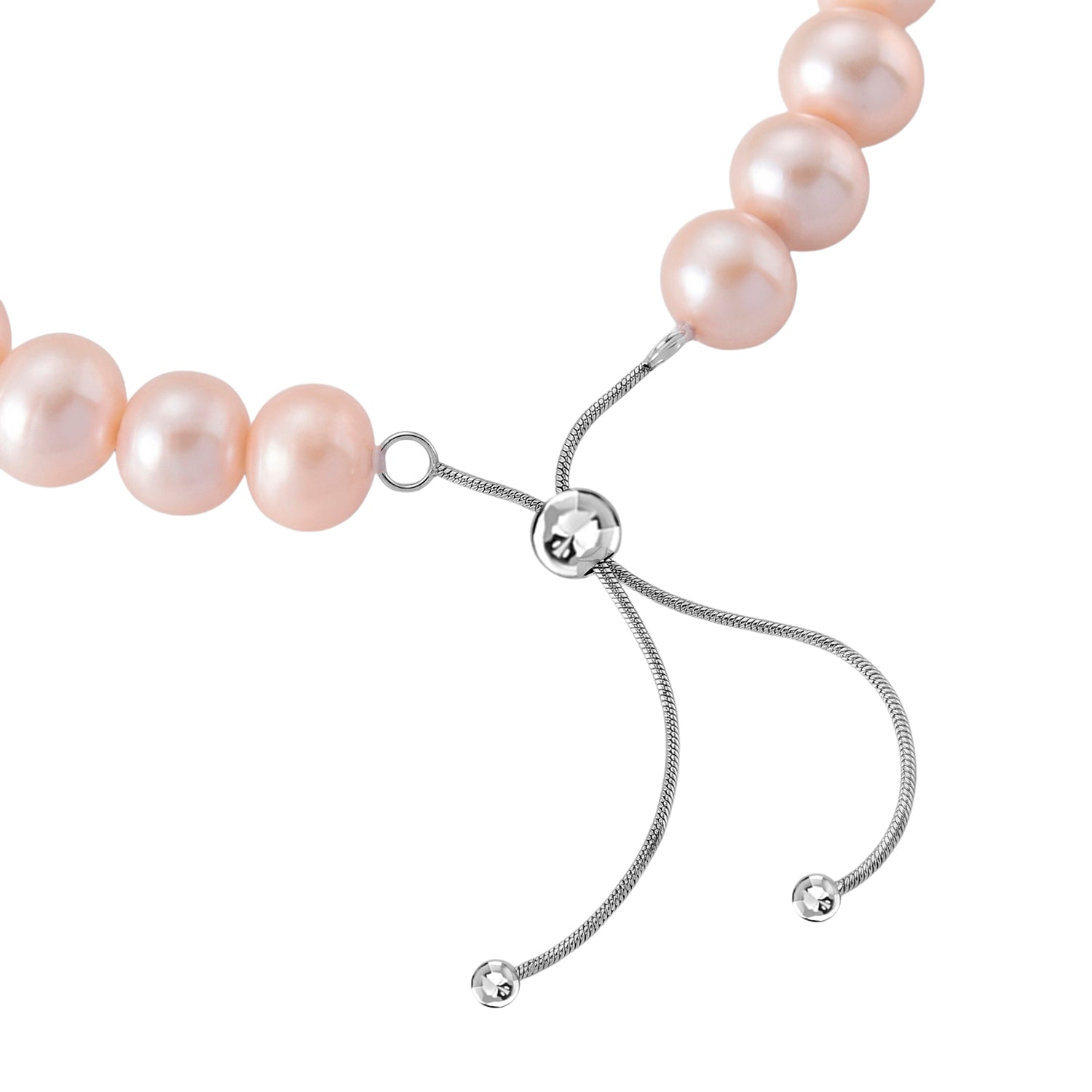 Weiße Edison Perle (9-11 mm) Armband ca. Flexibles cm 316L Edelstahl