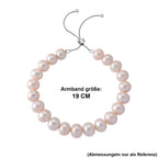 Weiße Edison Perle (9-11 mm) Armband ca. Flexibles cm 316L Edelstahl