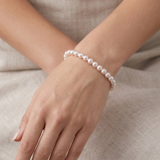 D'Joy AAA Zhuji Akoya-Perle (5-5.5 mm) Armband ca. 20 cm 925 Silber Rhodiniert