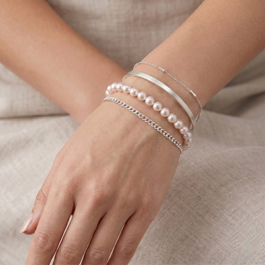 D'Joy AAA Zhuji Akoya-Perle (5-5.5 mm) Armband ca. 20 cm 925 Silber Rhodiniert