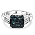 D'Joy Weißer Diamant, Blauer Diamant Ring 925 Silber Rhodiniert (Größe 17.00) ca. 0,48 ct