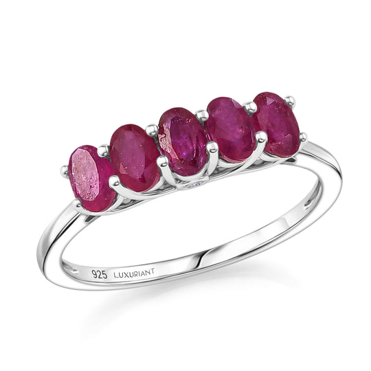 LUXURIANT - AA Afrikanischer Rubin (Fissure gefüllt), Lab Grown Diamant Ring 925 Silber Rhodiniert (Größe 18.00) ca. 1.92 ct