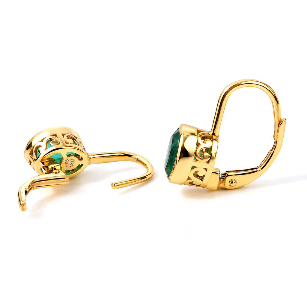 D'Joy Smaragd-Quarz Triplette Ohrringe 925 Silber Gold ca. 2,03 ct.