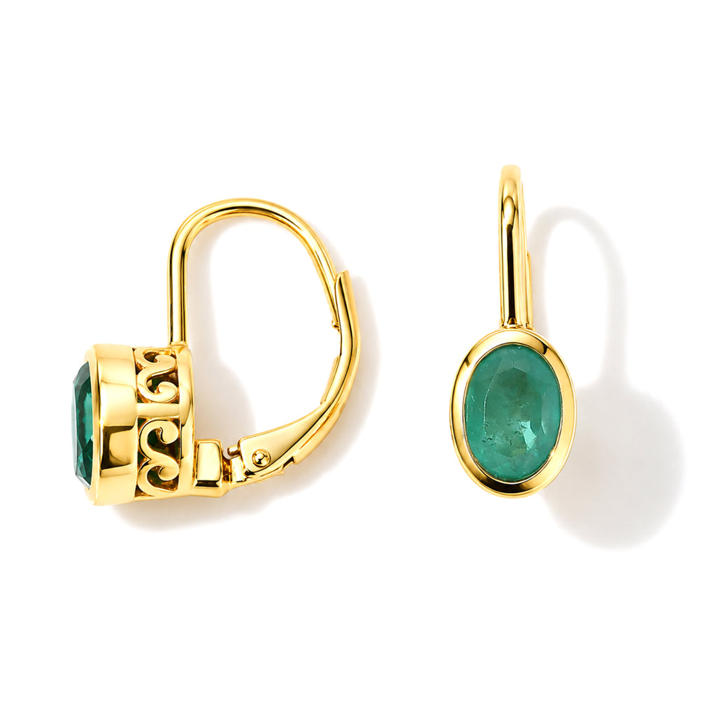 D'Joy Smaragd-Quarz Triplette Ohrringe 925 Silber Gold ca. 2,03 ct.